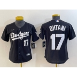 Women's Los Angeles Dodgers #17 Shohei Ohtani Number Black Turn Back The Clock Stitched Cool Base Jersey