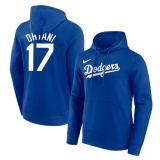 Men's Los Angeles Dodgers #17 Shohei Ohtani Blue Name & Number Pullover Hoodie