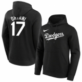 Men's Los Angeles Dodgers #17 Shohei Ohtani Black Name & Number Pullover Hoodie