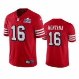 Men's San Francisco 49ers #16 Joe Montana Red Throwback Vapor Untouchable Limited Stitched 2024 Super Bowl LVIII Jersey