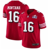 Men's San Francisco 49ers #16 Joe Montana Red Vapor Untouchable Limited Stitched 2024 Super Bowl LVIII Jersey