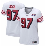 Women's San Francisco 49ers #97 Nick Bosa White Throwback 2023 F U S E Vapor Untouchable Limited Stitched Football 2024 Super Bowl LVIII Jersey
