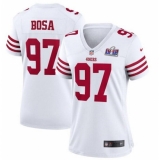 Women's San Francisco 49ers #97 Nick Bosa White 2023 F U S E Vapor Untouchable Limited Stitched Football 2024 Super Bowl LVIII Jersey