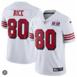 Women's San Francisco 49ers #80 Jerry Rice White Throwback Vapor Untouchable Stitched Football 2024 Super Bowl LVIII Jersey