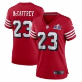 Women's San Francisco 49ers #23 Christian McCaffrey New Red 2023 F U S E Vapor Untouchable Limited Stitched Football 2024 Super Bowl LVIII Jersey