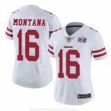 Women's San Francisco 49ers #16 Joe Montana White Vapor Untouchable Limited Stitched 2024 Super Bowl LVIII Jersey