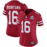 Women's San Francisco 49ers #16 Joe Montana Red NFL Vapor Untouchable Limited 2024 Super Bowl LVIII Jersey