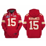 Men's Kansas City Chiefs #15 Patrick Mahomes Red Super Bowl LVIII Patch Limited Edition Hoodie