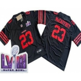 Men's San Francisco 49ers #23 Christian McCaffrey Limited Black LVIII Super Bowl FUSE Vapor Jersey