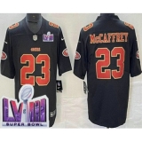 Men's San Francisco 49ers #23 Christian McCaffrey Limited Black Fashion LVIII Super Bowl Vapor Jersey