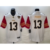 Men's San Francisco 49ers #13 Brock Purdy White 75th Golden Edition Stitched Nike Limited Jersey