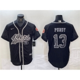 Men's San Francisco 49ers #13 Brock Purdy Black Reflective With Cool Base Stitched Baseball Jersey
