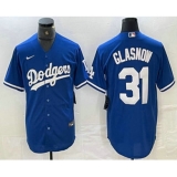 Men's Los Angeles Dodgers #31 Tyler Glasnow Blue Stitched Cool Base Nike Jersey
