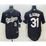 Men's Los Angeles Dodgers #31 Tyler Glasnow Black Turn Back The Clock Stitched Cool Base Jersey