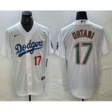 Men's Los Angeles Dodgers #17 Shohei Ohtani Number White Green Stitched Cool Base Nike Jersey