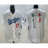 Men's Los Angeles Dodgers #17 Shohei Ohtani Number Mexico White Cool Base Stitched Jersey