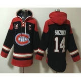 Men's Montreal Canadiens #14 Nick Suzuki Navy Blue Ageless Must Have Lace Up Pullover Hoodie