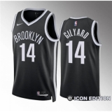 Men's Brooklyn Nets #14 Jacob Gilyard Black Draft Icon Edition Stitched Basketball Jersey