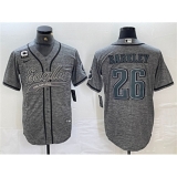 Men's Philadelphia Eagles #26 Saquon Barkley Gray With 3-star C Cool Base Baseball Stitched Jersey
