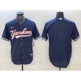 Men's New York Yankees Blank Navy Blue 2024 Cool Base Stitched Jersey