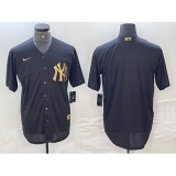 Men's New York Yankees Blank Black Gold Cool Base Stitched Jersey