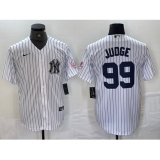 Men's New York Yankees #99 Aaron Judge Name White With 2024 Cool Base Stitched Jersey