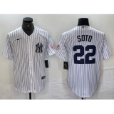 Men's New York Yankees #22 Juan Soto Name White With 2024 Cool Base Stitched Jersey