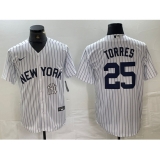 Men's New York Yankees #25 Gleyber Torres White 2024 Cool Base Stitched Jersey