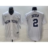 Men's New York Yankees #2 Derek Jeter White 2024 Cool Base Stitched Jerseys