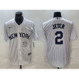 Men's New York Yankees #2 Derek Jeter White 2024 Cool Base Stitched Jersey