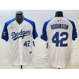 Men's Los Angeles Dodgers #42 Jackie Robinson Number White Blue Fashion Stitched Cool Base Limited Jersey