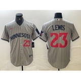 Men's Minnesota Twins #23 Royce Lewis Number 2023 Grey Home Team Cool Base Stitched Jerseys