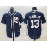 Men's San Diego Padres #13 Ronald Acuna Jr Navy Blue Cool Base Stitched Baseball Jersey