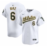 Men's Oakland Athletics #6 Jordan Diaz White Home Limited Stitched Jersey