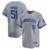 Men's Kansas City Royals #51 Brady Singer Gray Away Stitched Baseball Jersey