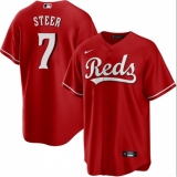 Men's Cincinnati Reds #7 Spencer Steer Red Cool Base Stitched Baseball Jersey