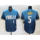Men's Philadelphia Phillies #5 Bryson Stott Blue 2024 City Player Number Cool Base Stitched Jersey
