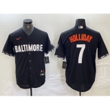 Men's Baltimore Orioles #7 Jackson Holliday Black 2023 City Connect Cool Base Stitched Jersey