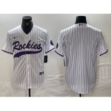 Men's Colorado Rockies Blank White With Cool Base Stitched Baseball Jersey