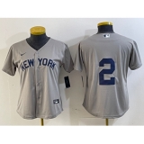 Youth New York Yankees #2 Derek Jeter Gray Field of Dreams Cool Base Jersey