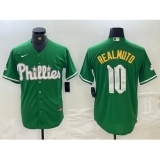 Men's Philadelphia Phillies #10 JT Realmuto Kelly Green Cool Base Jersey